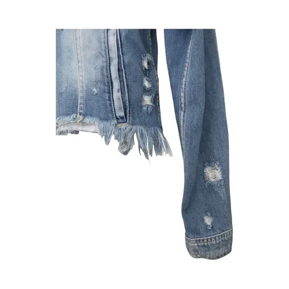 Women's - Hidden Distressed Denim Jacket, Size Small - Picture 4 of 11